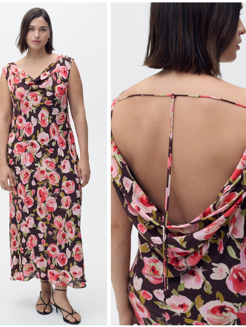 MANGO Floral Draped Dress